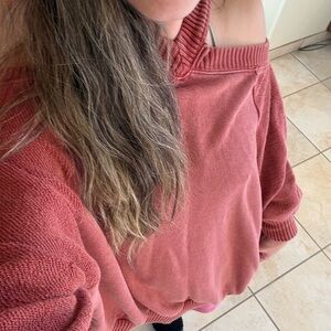 Free People Off-Shoulder Red Sweater